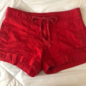 Mid rise tie shorts - cargo material. Lightweight.